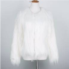 Down Coats & Padded Coats - White Maxpower Furry Faux Fur Coat - White