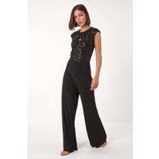 Sequins Jumpsuits & Overalls Roman Sequin Twist Front Jumpsuit - Black