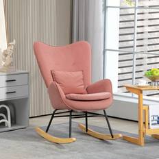 Rocking Chairs Homcom Velvet With Lumbar Pillow Rocking Chair