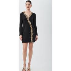 Trina Turk Darliah Long Sleeve Wrap Cocktail Dress - Black