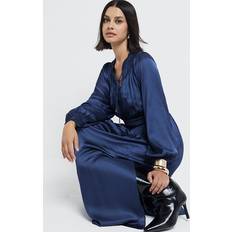 River Island Long Sleeve Satin Maxi Dress - Blue