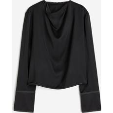 H&M Blouses H&M Cowl-neck Satin Blouse - Black