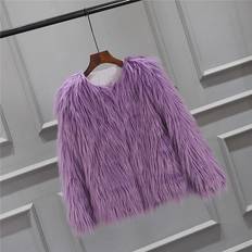 Down Coats & Padded Coats - Purple Maxpower Furry Fur Coat Women Fluffy Warm - Purple