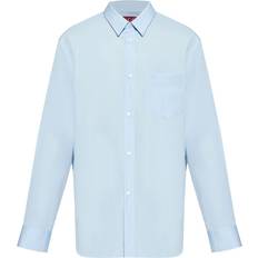 Gucci Men Shirts Gucci Logo Embroidered Cotton Poplin Shirt - Blue