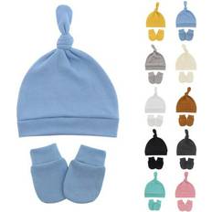 Cheers.US Newborn Beanie Hat Gloves Set - Solid Color