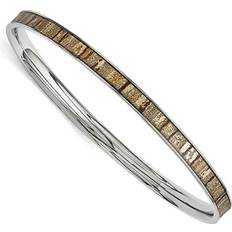 Beige Bracelets Chisel GOLD & WATCHES, Stainless Steel Polished Cream and Brown Enameled Bangle