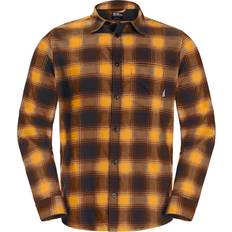 Gul - Merinould Skjorter Jack Wolfskin Wanderweg Shirt Multi Patterned