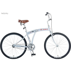 Adult City Bikes Zukka 26 Inch Folding Bike Beach Cruiser - Silver Unisex