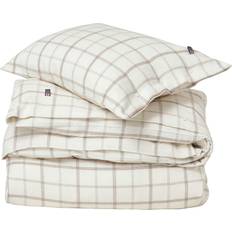 Lexington Checked Cotton Flannel Duvet Cover White, Brown (210x150cm)