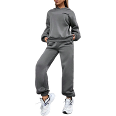 Shein Cottnline Women's Long Sleeve Hooded Sweatshirt and Pants Set with Letter Pattern