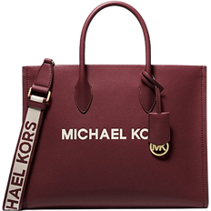 Red Handbags Michael Kors Mirella Medium Pebbled Leather Tote Bag - Oxblood