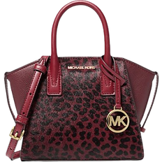 Michael Kors Avril Extra Small Cheetah Print Calf Hair and Leather Satchel - Oxblood Multi