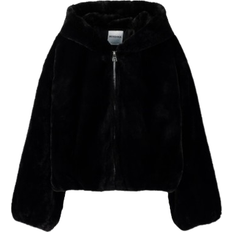 Bershka Femme Vêtements d'extérieur Bershka Quilted Jacket with Faux Fur Hood - Black