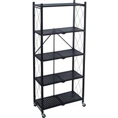 Casters Shelves Organize It All Modern Foldable Black Shelving System 28x64"