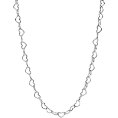 Silver Necklaces Pandora Linked Hearts Collier Necklace - Silver