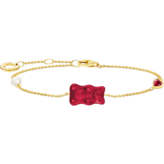 Red Bracelets Thomas Sabo a2151-430-10-l19v gold-plated goldbears bracelet w. pearl and stone