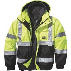 Work Clothes Gravel Gear HV Men's Class High Visibility 3-in-1 Bomber Jacket â Lime, green