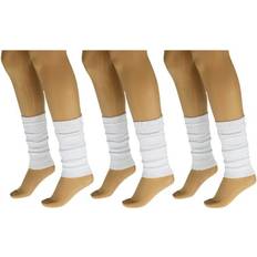 White - Women Arm & Leg Warmers AWS/American Made Aerobic Leg Warmers for Women - White Cotton Knee High