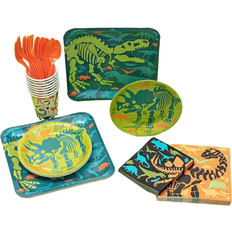 Dinosaur Party Supplies Fun Express Plates Cups & Cutlery Dinosaur Party Tableware Kit 73-pack