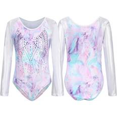 Silver Bodysuits Children's Clothing Silvercell Long Sleeve Shiny Gymnastics Leotards -