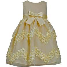 Bonnie Jean Dresses Bonnie Jean Chevron Bonaz Rosette Mesh Overlay Dress - Yellow