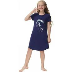 Silver Nightwear Children's Clothing Silvercell Girls Nightgown Short Sleeve Pajama Dress -