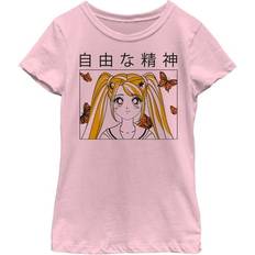 Fifth Sun Girl's Butterfly Anime Graphic Tee - Light Pink