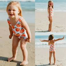 Orange Swimsuits Children's Clothing Pzocapte Toddler Baby Girls Ruffles Swimsuit - Orange