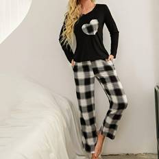 Jacenvly Silk Pajamas Set - Black