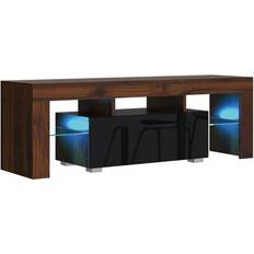 Glasses Cabinets Mex Furniture LED Gloss Walnut & Black Sideboard 130x45cm