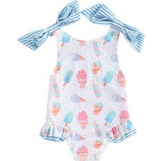 Swimwear Musos Little Girls Summer Swimwear Sleeveless Bathing Suit - Donut/Ice Cream/Floral Print