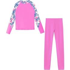 Swimsuits vastwit Girls Two Piece Long Sleeve Swimwear Set - Pink