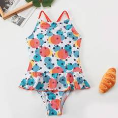 Orange Swimsuits Children's Clothing Qiangong Girls Ruffle Bathing Swimsuit - Orange