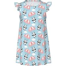 Black - Girls Nightgowns Kll Cute Panda Flying in the Sky Print Nightgown - Black