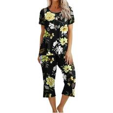 Yellow Sleepwear Jacenvly Skin-Friendly Holiday Pajamas Set - Yellow