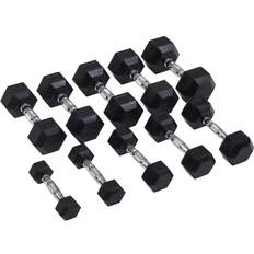 Hantlar 15kg gummi Master Fitness Rubber Chrome Hex Dumbbell 15Kg