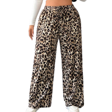 Shein Hosen Shein EZwear Plus Size Leopard Print Loose Wide Leg Pants