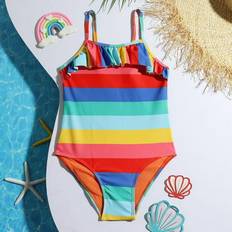 White Swimwear Gyratedream Girls One Piece Swimsuit - Spaghetti Straps