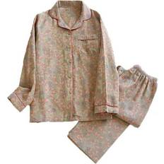 Bronze Sleepwear DeHolifer Womens Pajamas Set Printed Cotton Long Sleeve - Bronze