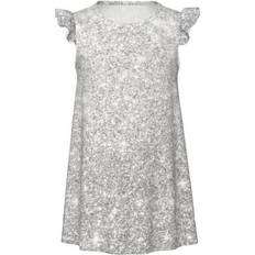 Silver Nightgowns Children's Clothing Disketp Silver Glitter Print Nightgown - Flutter