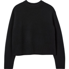 Singular Society Women's Relaxed Cashmere Round Neck Sweater - Black