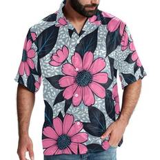 Pink - Unisex Shirts Yzuouzy Hawaiian Beach Shirt - Pink/Blue