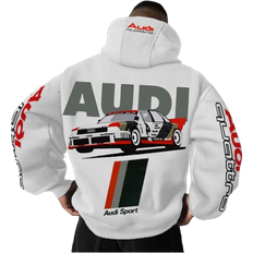 Streetwear Cotosen Unisex Oversized Audi Racing Streetwear Hoodie - White