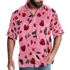 Pink - Unisex Shirts Yzuouzy Hawaiian Shirt for Women - Pink Berries Cherries