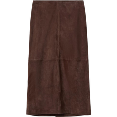 Singular Society Women's Midi Suede Skirt - Chocolate Brown