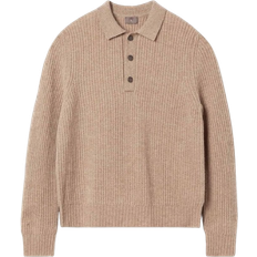 Kashmir Pikétröjor Singular Society Men's Wool-Cashmere Rib Polo - Oat Melange