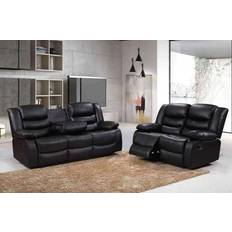 Sofas Furniture 786 Roma Black Sofa 191cm 2pcs 5 Seater