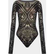 Dame - Grå Bodystockings Wolford Paisley Tattoo Body Top - Sort