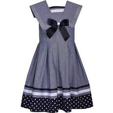 Bonnie Jean Dresses Bonnie Jean Toddler Little Big Girls Sleeveless Denim Chambray Dress - Nautical