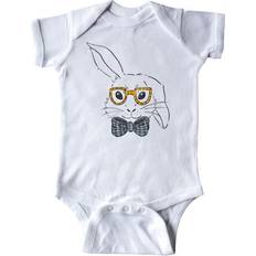 Bodysuits Inktastic Cute White Bunny Wearing Glasses - Blue Bow Tie